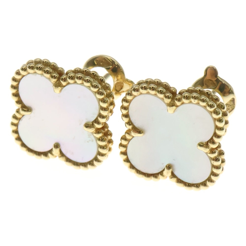 Van Cleef & Arpels(ヴァンクリーフアンドアーペル) ヴィンテージアルハンブラ マザーオブパール イヤリング ピアス Au750YG イエローゴールド レディース VCARA44100