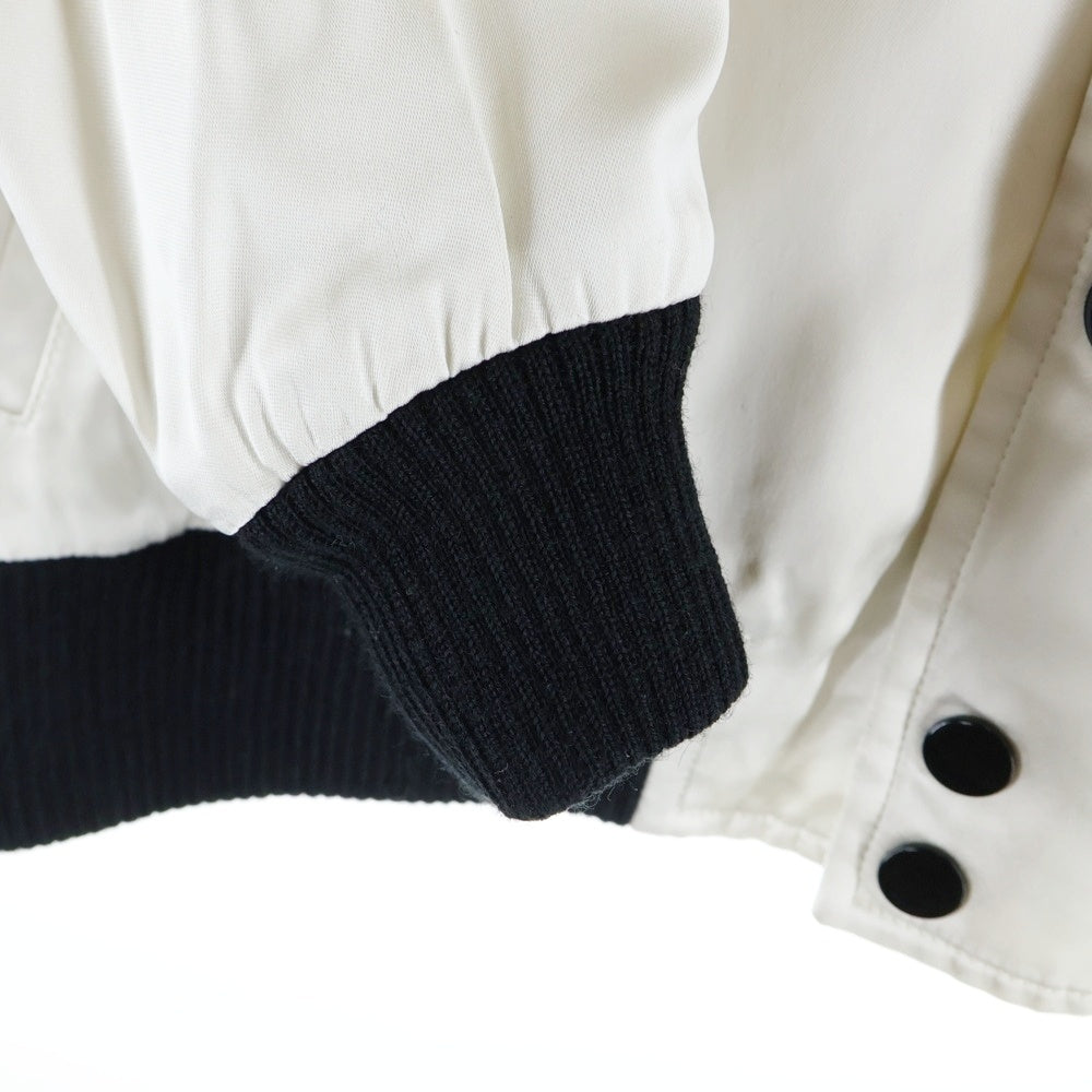 SAINT LAURENT PARIS(サンローランパリ) 17AW LOVE 1974 スネーク バックプリント レーヨン ラグランスリーブ ジップアップジャケット ブルゾン スカジャン ホワイト/ブラック 515671