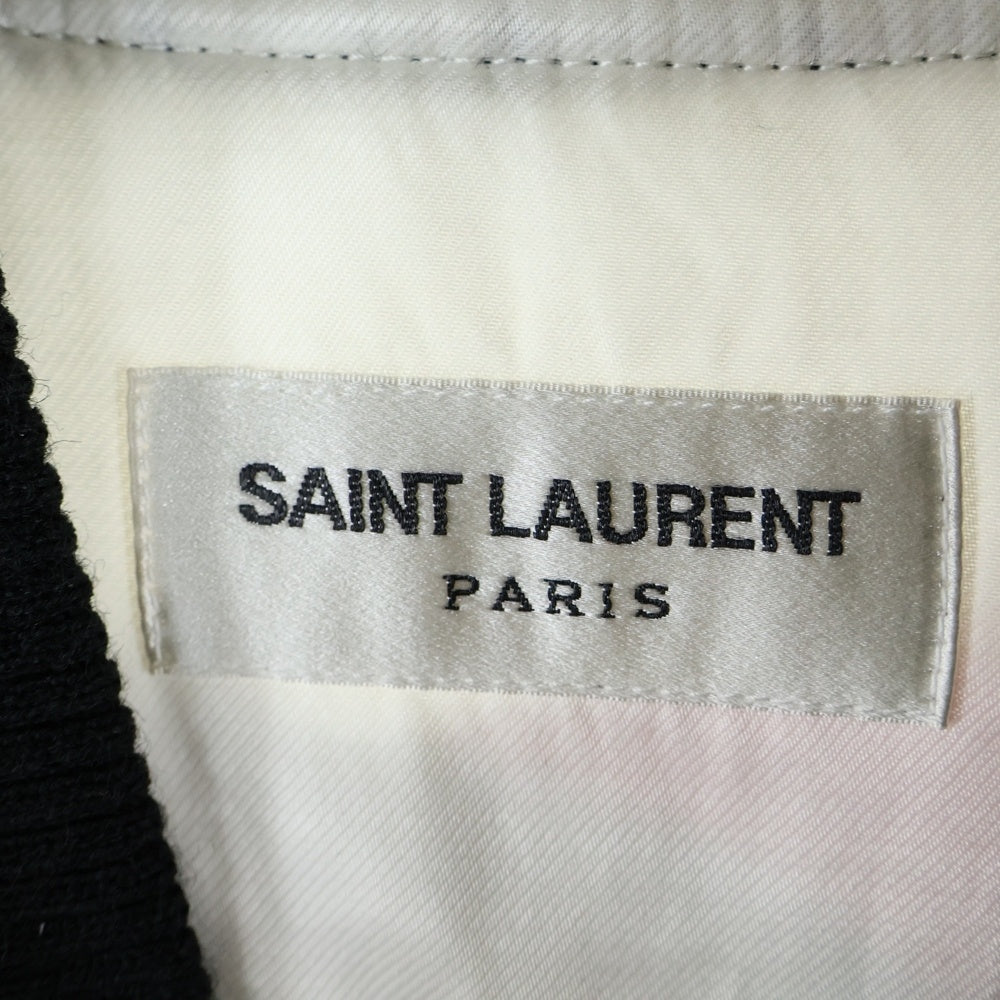 SAINT LAURENT PARIS(サンローランパリ) 17AW LOVE 1974 スネーク バックプリント レーヨン ラグランスリーブ ジップアップジャケット ブルゾン スカジャン ホワイト/ブラック 515671