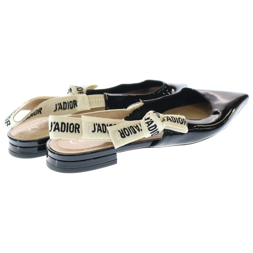 Christian Dior(クリスチャンディオール) J'ADIOR ジャディオール パテントレザー ポインテッドトゥ スリングバックフラット パンプス シューズ ブラック レディース