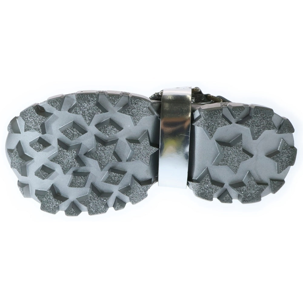 miumiu(ミュウミュウ) ラメグリッター ビジュー装飾 ハーネス レザー レースアップ ローカットシューズ スニーカー シルバー レディース