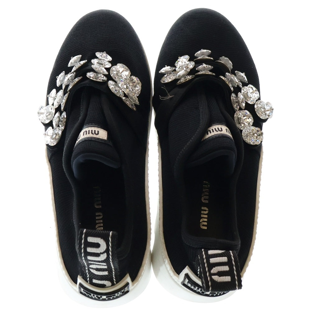 miumiu(ミュウミュウ) クリスタル ビジュー装飾 ロゴ ローカット