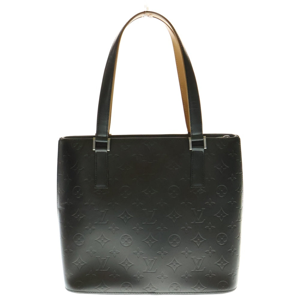 LOUIS VUITTON(ルイヴィトン) モノグラムマット ストックトン ハンドバッグ ミニトートバッグ ブラック×ブラウン レザー シルバー金具 M55112