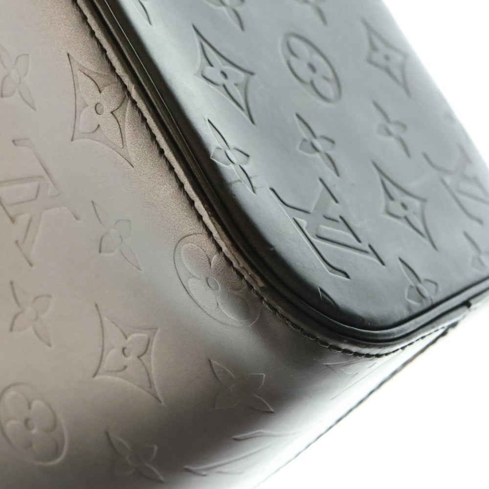 LOUIS VUITTON(ルイヴィトン) モノグラムマット ストックトン ハンドバッグ ミニトートバッグ ブラック×ブラウン レザー シルバー金具 M55112