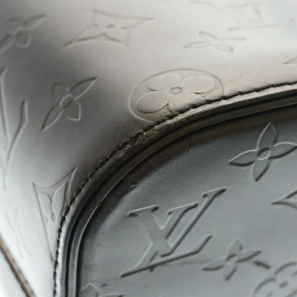 LOUIS VUITTON(ルイヴィトン) モノグラムマット ストックトン ハンドバッグ ミニトートバッグ ブラック×ブラウン レザー シルバー金具 M55112