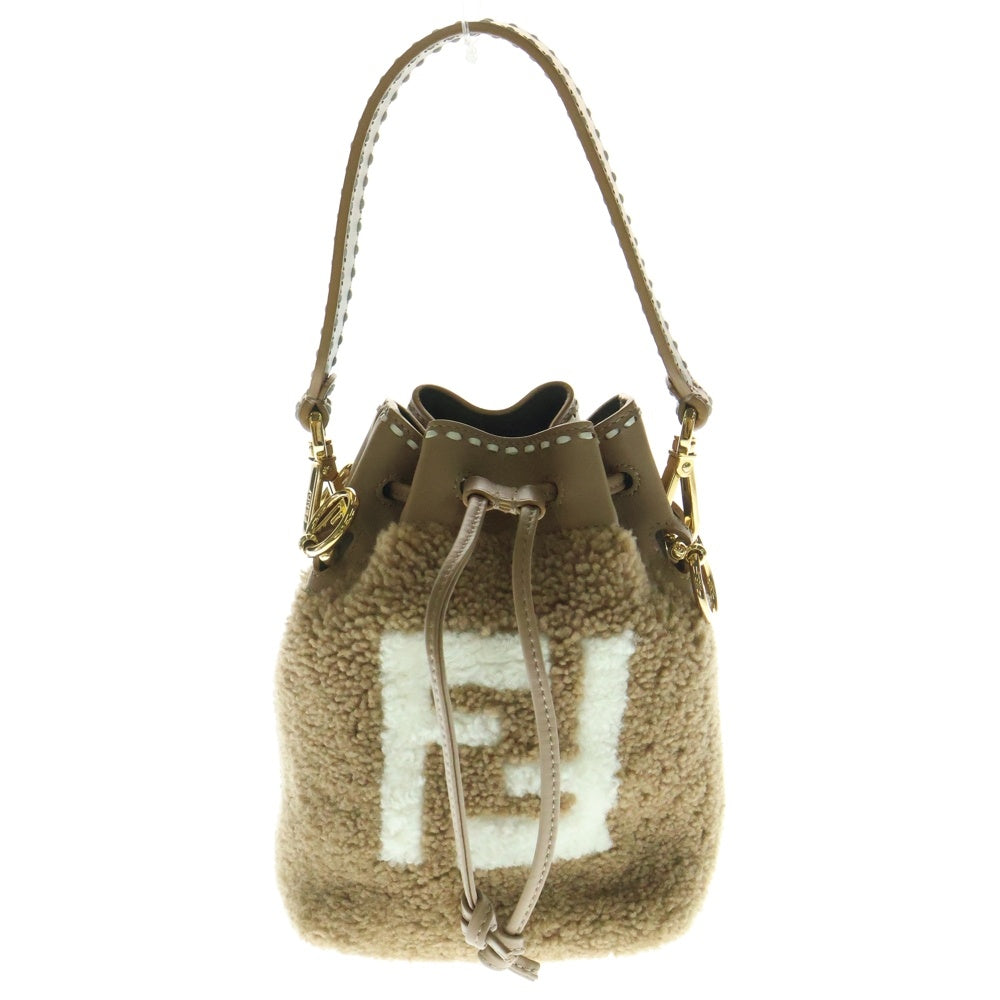 FENDI(フェンディ) FFロゴ モントレゾール 2WAY レザー切替ボアハンドバッグ ショルダーバッグ ベージュ/ホワイト 8BS010