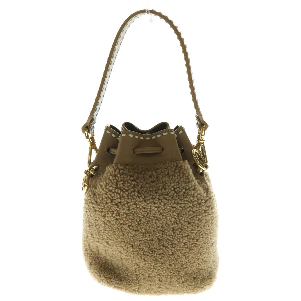 FENDI(フェンディ) FFロゴ モントレゾール 2WAY レザー切替ボアハンドバッグ ショルダーバッグ ベージュ/ホワイト 8BS010