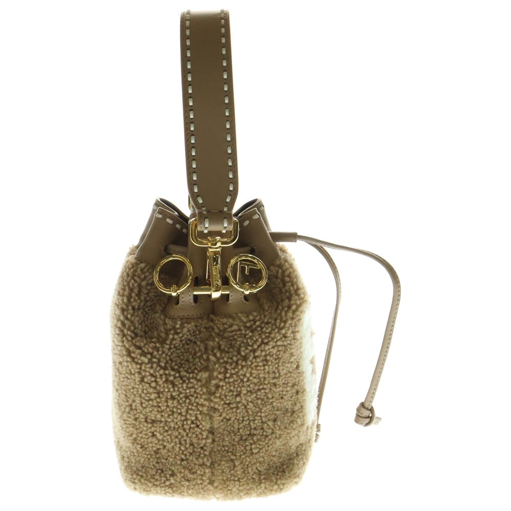 FENDI(フェンディ) FFロゴ モントレゾール 2WAY レザー切替ボアハンドバッグ ショルダーバッグ ベージュ/ホワイト 8BS010