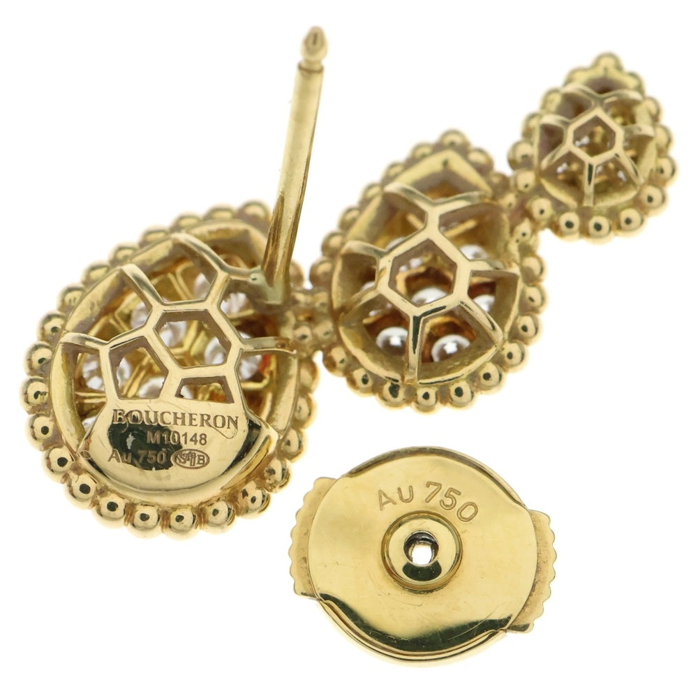 BOUCHERON(ブシュロン) セルパンボエム ダイヤモンド 3モチーフ ペンダント イヤリング ピアス Au750 K18YG イエローゴールド レディース