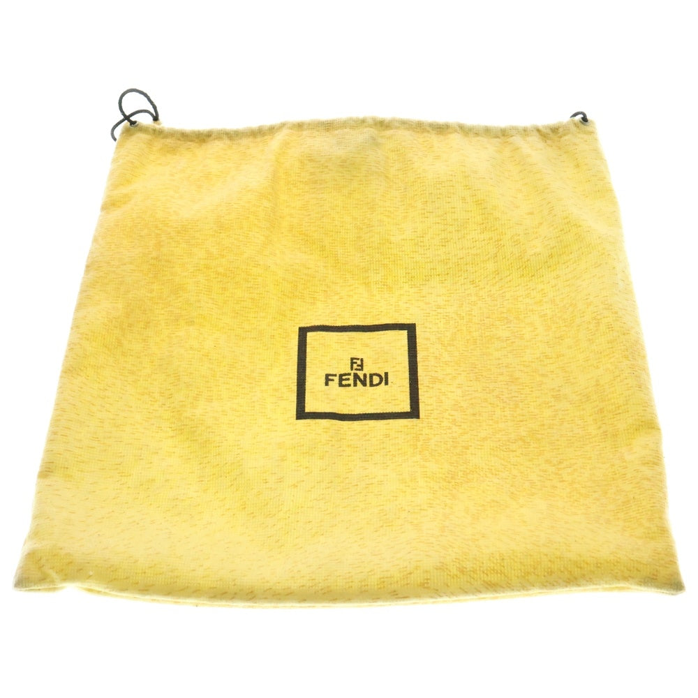 FENDI(フェンディ) FFロゴ ビーズ刺繍フリンジ付レザーマンマバケット ワンショルダーバッグ ブラック/イエロー レディース