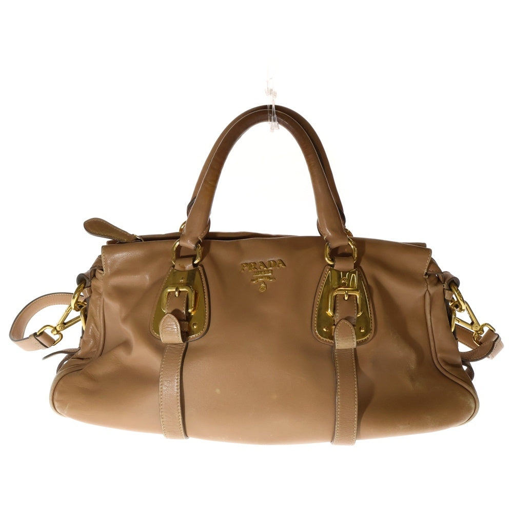 PRADA(プラダ) ハンドバッグ 2way ハンドバッグ ショルダーバッグ ベージュ ゴールド金具 レザー BN1903
