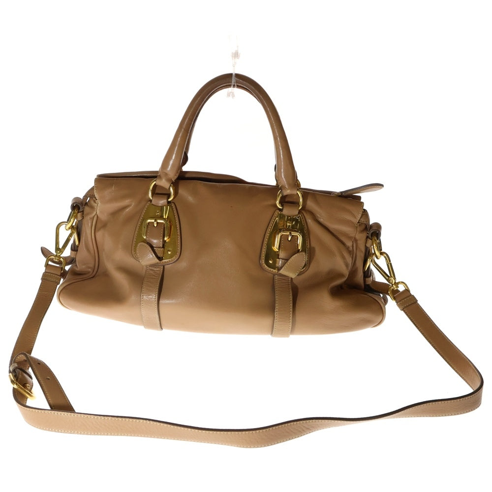 PRADA(プラダ) ハンドバッグ 2way ハンドバッグ ショルダーバッグ ベージュ ゴールド金具 レザー BN1903