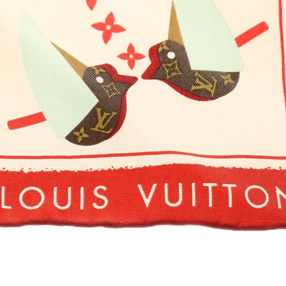 LOUIS VUITTON(ルイヴィトン) スカーフ アニマル柄 マルチカラー ピンク×レッド シルク