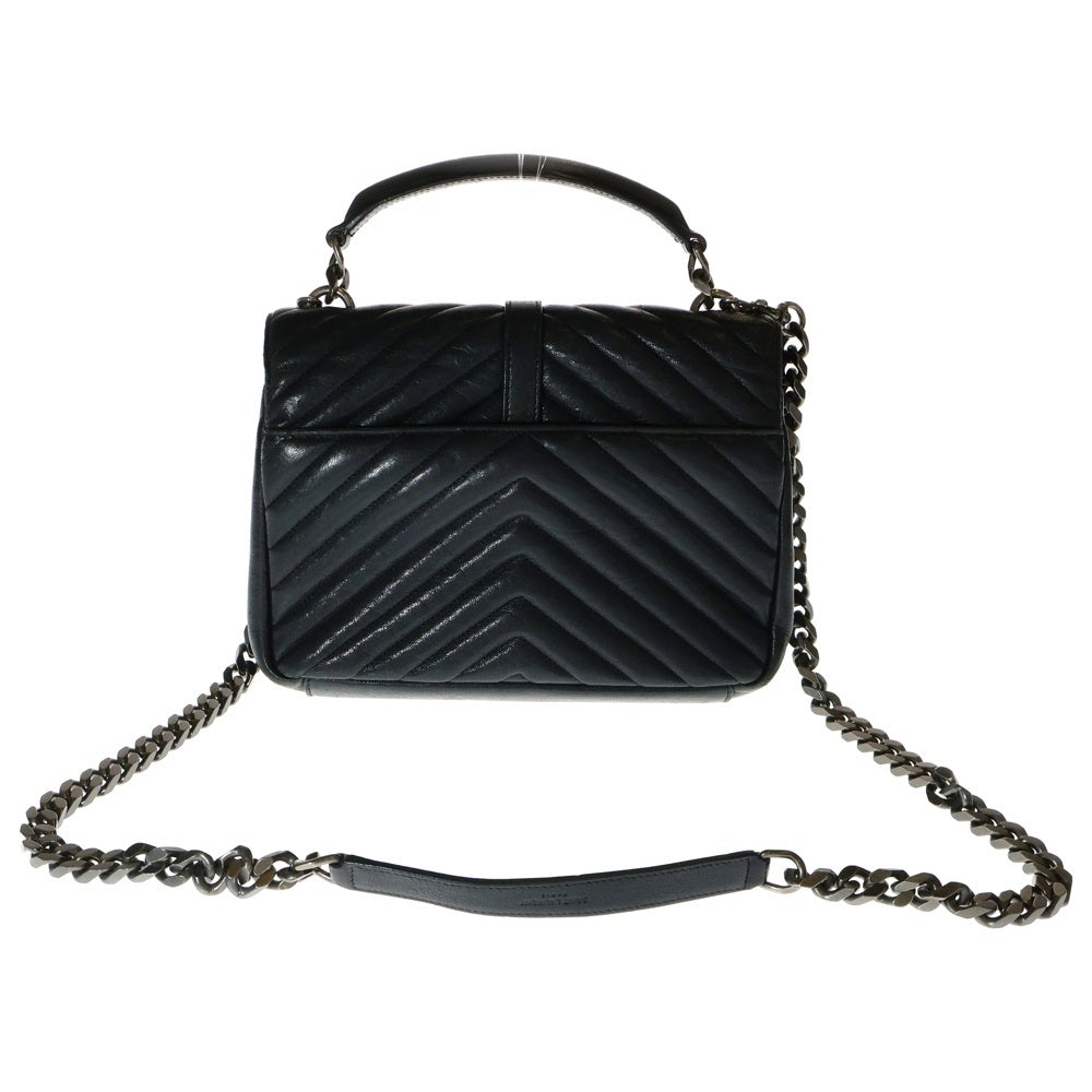 YVES SAINT LAURENT(イヴサンローラン) チェーンショルダーバッグ キルティングバッグ ハンドバッグ ブラック シルバー金具 レザー 428056