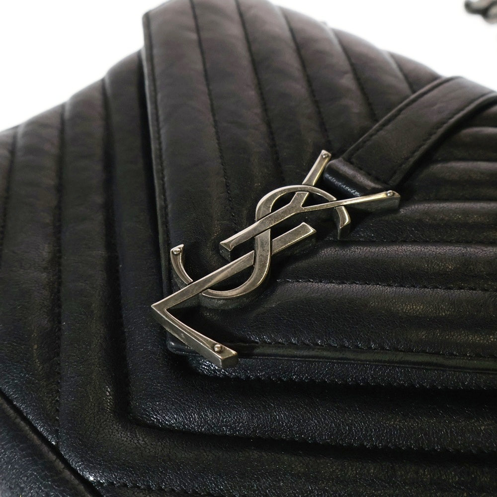 YVES SAINT LAURENT(イヴサンローラン) チェーンショルダーバッグ キルティングバッグ ハンドバッグ ブラック シルバー金具 レザー 428056