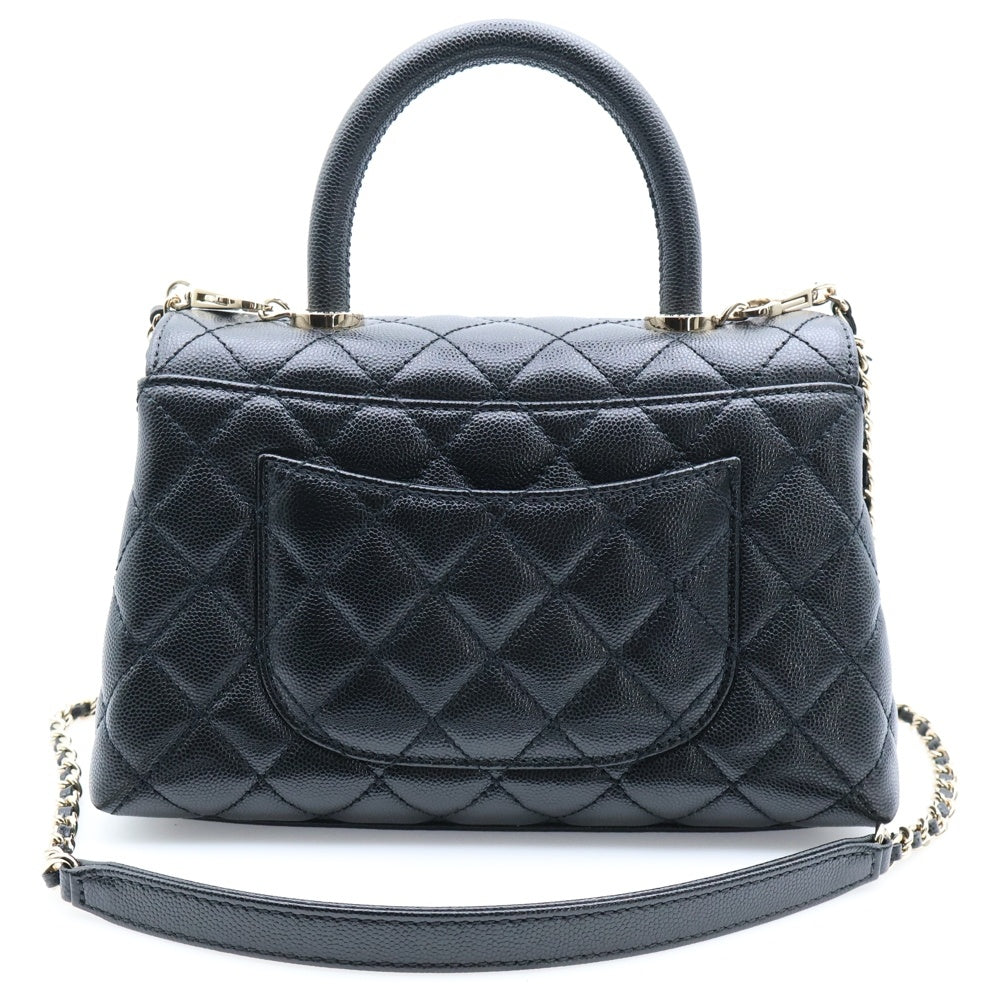 CHANEL(シャネル) ココハンドルXS ブラック キャビアスキン ゴールド金具 2WAY ハンドバッグ ショルダーバッグ プレートシリアル