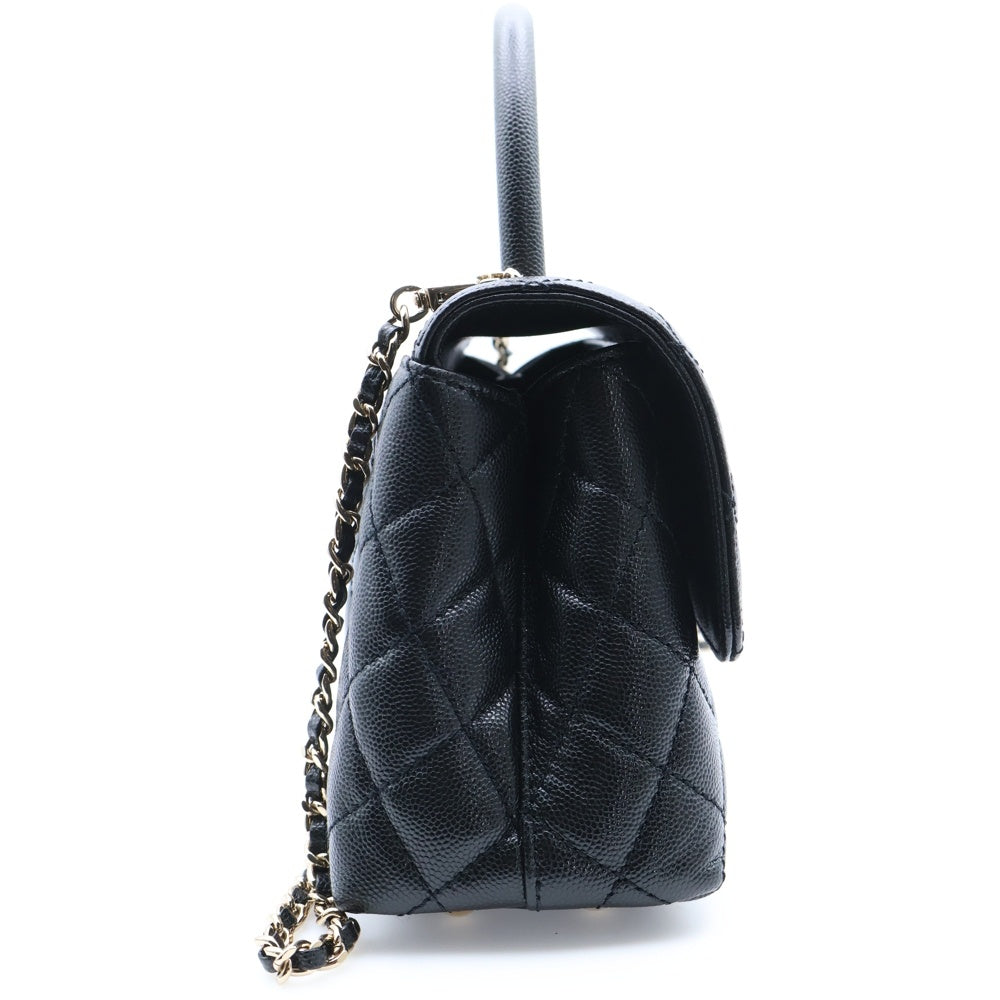 CHANEL(シャネル) ココハンドルXS ブラック キャビアスキン ゴールド金具 2WAY ハンドバッグ ショルダーバッグ プレートシリアル