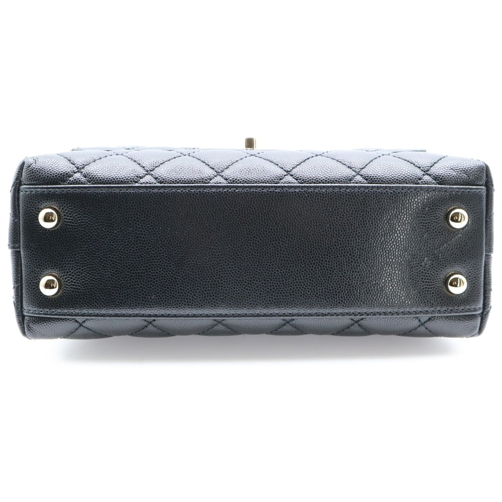 CHANEL(シャネル) ココハンドルXS ブラック キャビアスキン ゴールド金具 2WAY ハンドバッグ ショルダーバッグ プレートシリアル