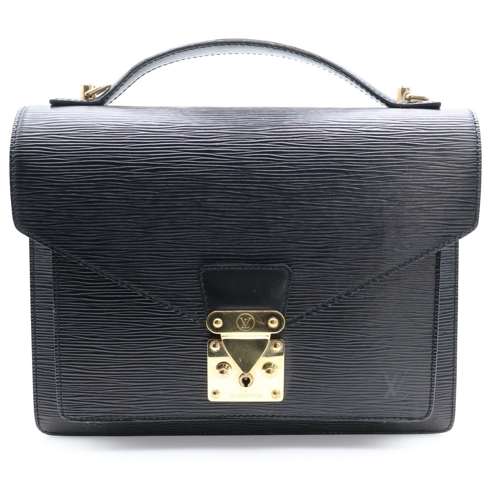 LOUIS VUITTON(ルイヴィトン) エピ モンソー レザー2WAYハンドバッグ ショルダーバッグ ブラック ゴールド金具 M52122