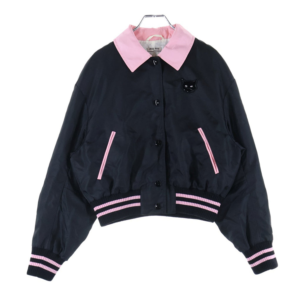 miumiu(ミュウミュウ) ワッペン ナイロン ジャケット ブラック×ピンク レディース AMM1 2018 1888