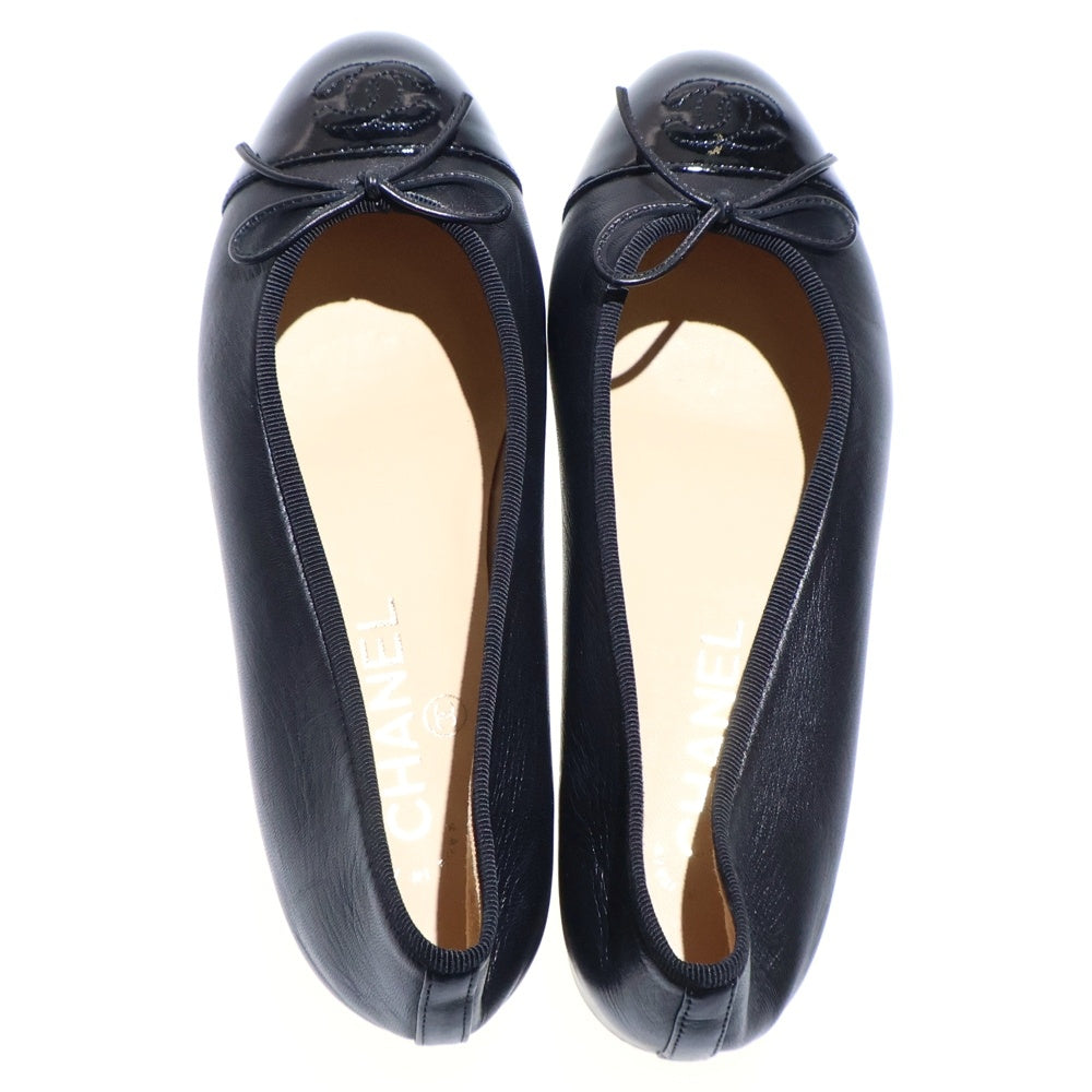 CHANEL(シャネル) ココマーク リボンモチーフレザーパンプス バレエシューズ ブラック レディース 36/23cm