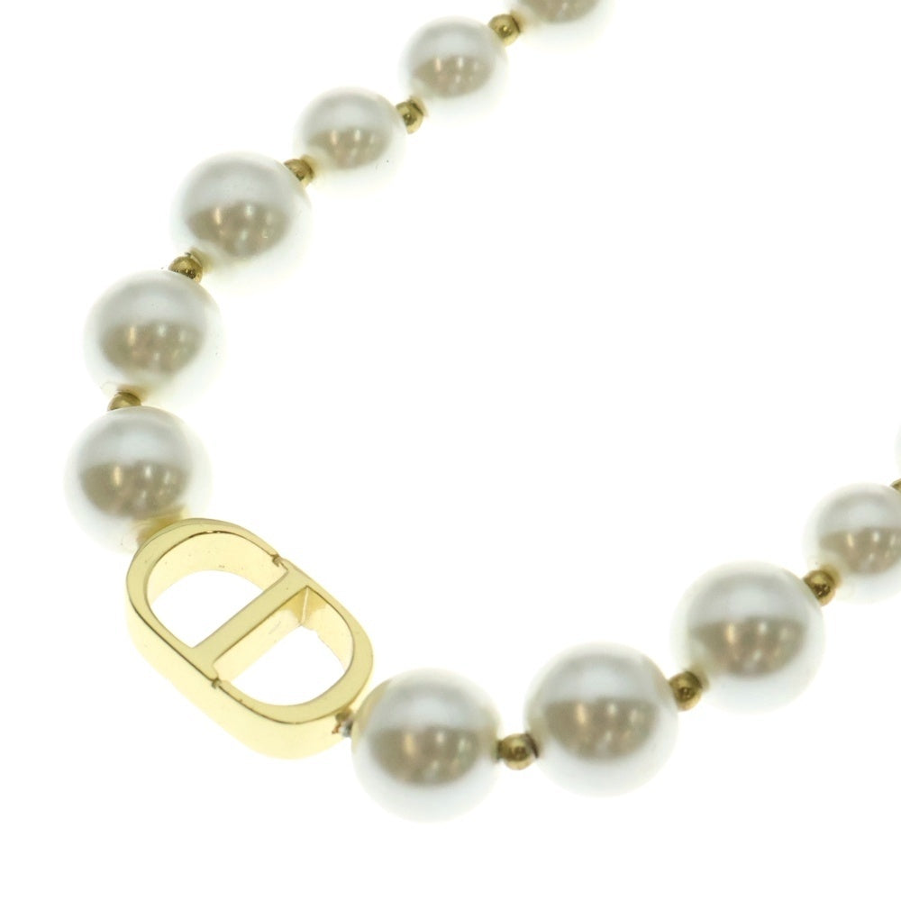 Christian Dior(クリスチャンディオール) Dロゴ フェイクパール ネックレス ペンダント ゴールド金具