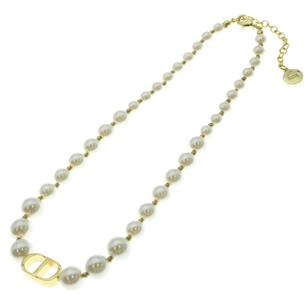 Christian Dior(クリスチャンディオール) Dロゴ フェイクパール ネックレス ペンダント ゴールド金具