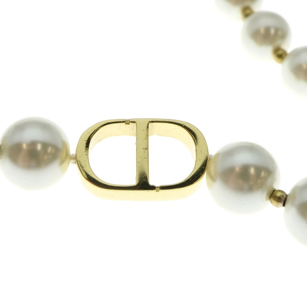 Christian Dior(クリスチャンディオール) Dロゴ フェイクパール ネックレス ペンダント ゴールド金具
