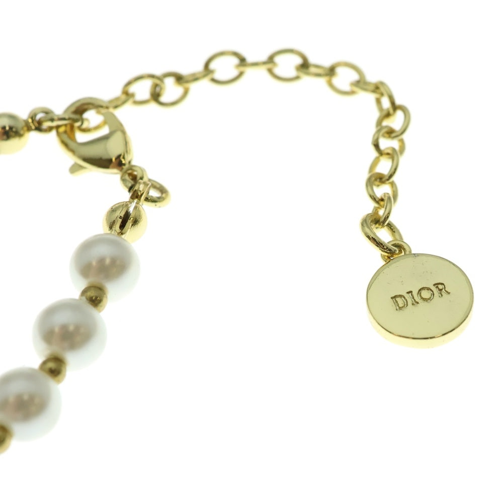 Christian Dior(クリスチャンディオール) Dロゴ フェイクパール ネックレス ペンダント ゴールド金具