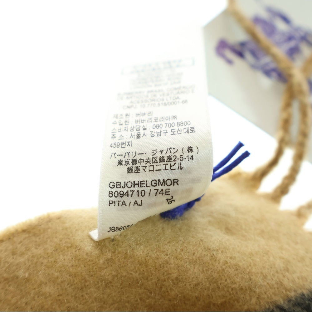 BURBERRY(バーバリー) MU EKD TO GC JACQ SCF リバーシブル ロゴ刺繍 ノバチェック総柄 カシミヤ フリンジマフラー ベージュ 8094710