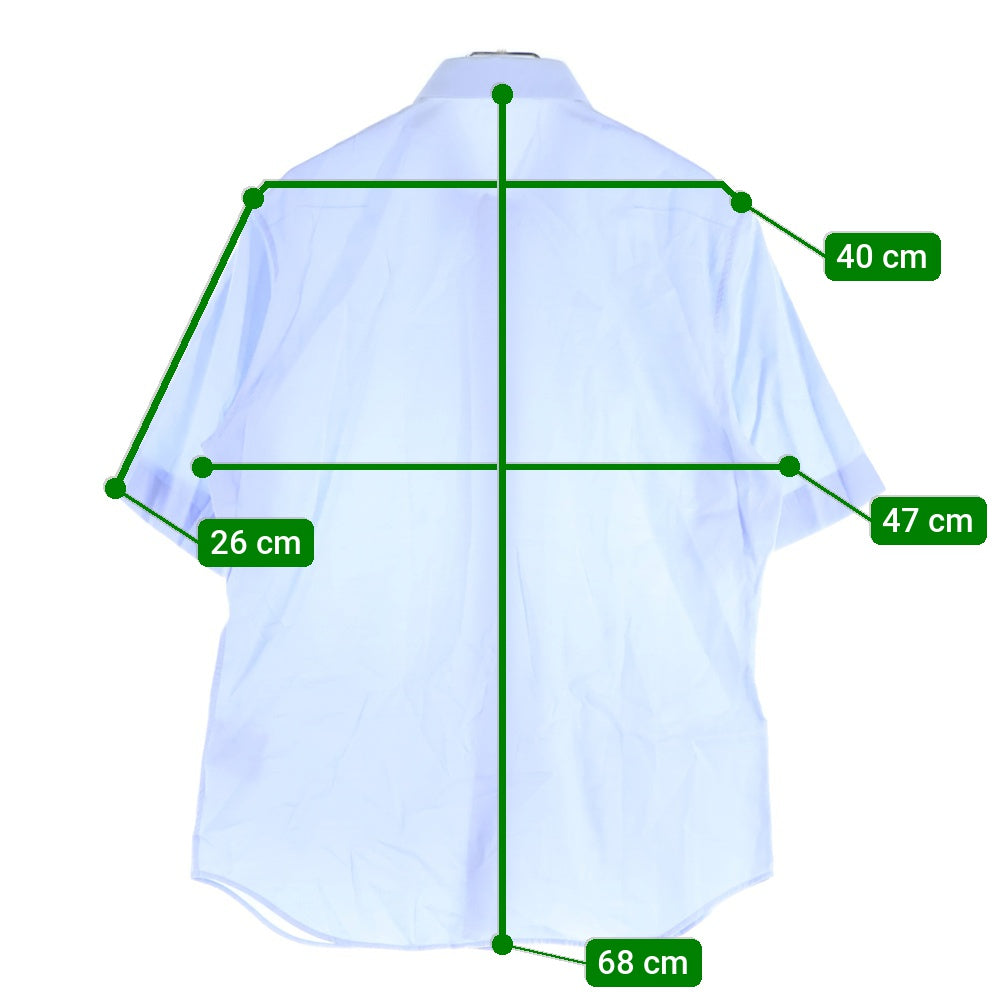 Dior HOMME(ディオールオム) BEE ワンポイント刺繍 比翼ボタン 半袖 レギュラーカラー シャツ ブルー DM3C518B5132