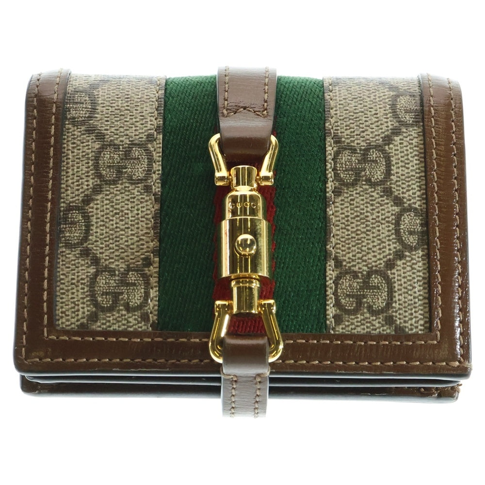 GUCCI(グッチ) ジャッキー1961 コンパクトウォレット 二つ折り財布 ブラウン×ベージュ レザー×キャンバス 645536