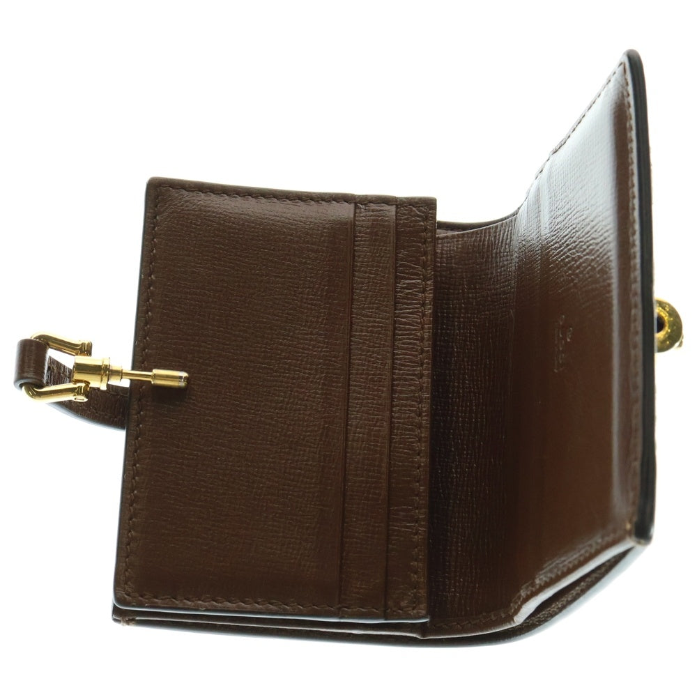GUCCI(グッチ) ジャッキー1961 コンパクトウォレット 二つ折り財布 ブラウン×ベージュ レザー×キャンバス 645536