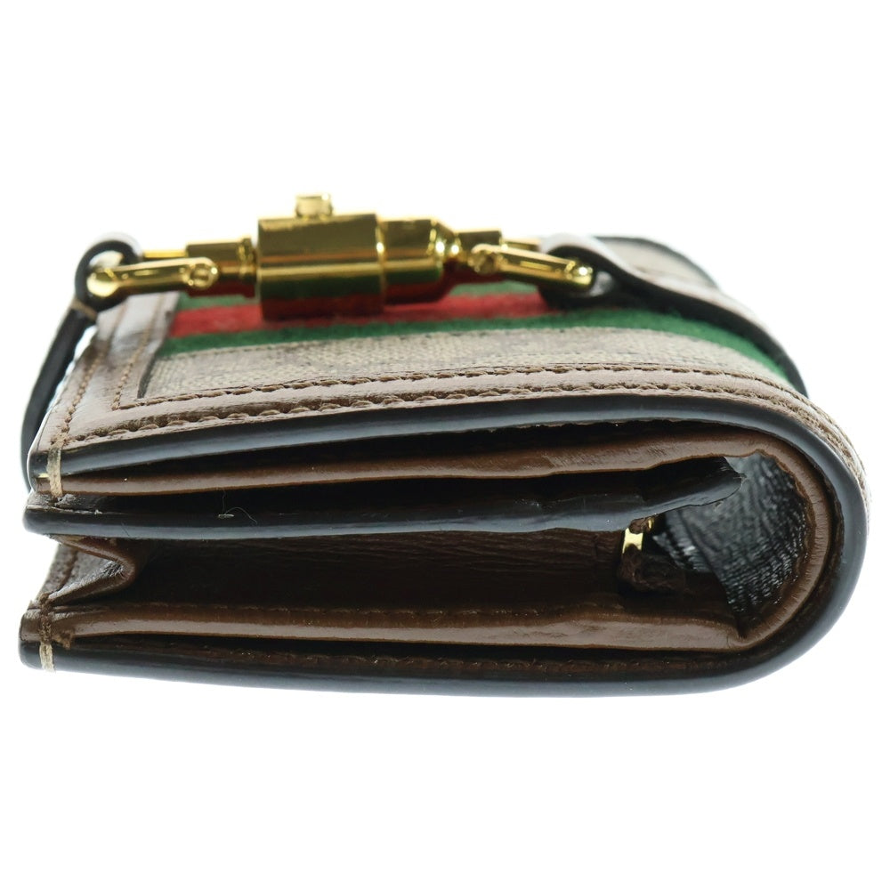 GUCCI(グッチ) ジャッキー1961 コンパクトウォレット 二つ折り財布 ブラウン×ベージュ レザー×キャンバス 645536