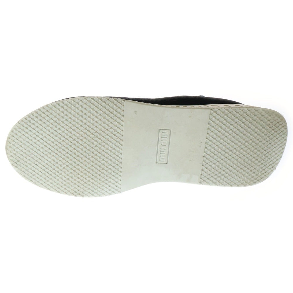 miumiu(ミュウミュウ) ビジュー クリスタル装飾 ロゴ サイドゴア ハイカットシューズ ソックススニーカー ブラック レディース 920