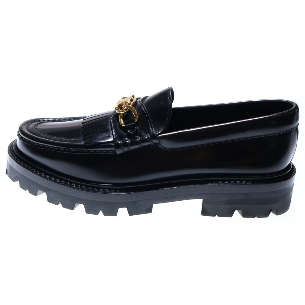 CELINE(セリーヌ) トリオンフ マーガレット ポリッシュドブル フリンジ レザーローファー シューズ ブラック ゴールド金具