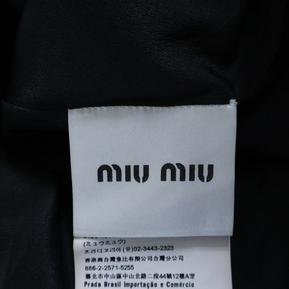 miumiu(ミュウミュウ) 19SS ビジューボタン レース切り替え ノースリーブ ミディアムワンピース ホワイト/ブラック レディース MF3571