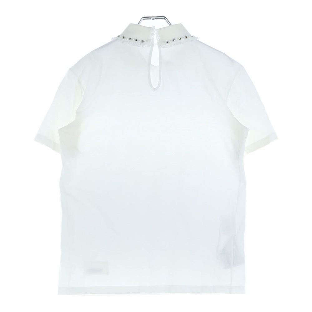 miumiu(ミュウミュウ) ロゴパッチ 襟ラインストーン装飾S/Sカットソー 半袖Tシャツ ホワイト レディース MJM966 1N98 AMM1 2017 86
