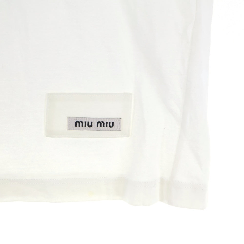 miumiu(ミュウミュウ) ロゴパッチ 襟ラインストーン装飾S/Sカットソー 半袖Tシャツ ホワイト レディース MJM966 1N98 AMM1 2017 86