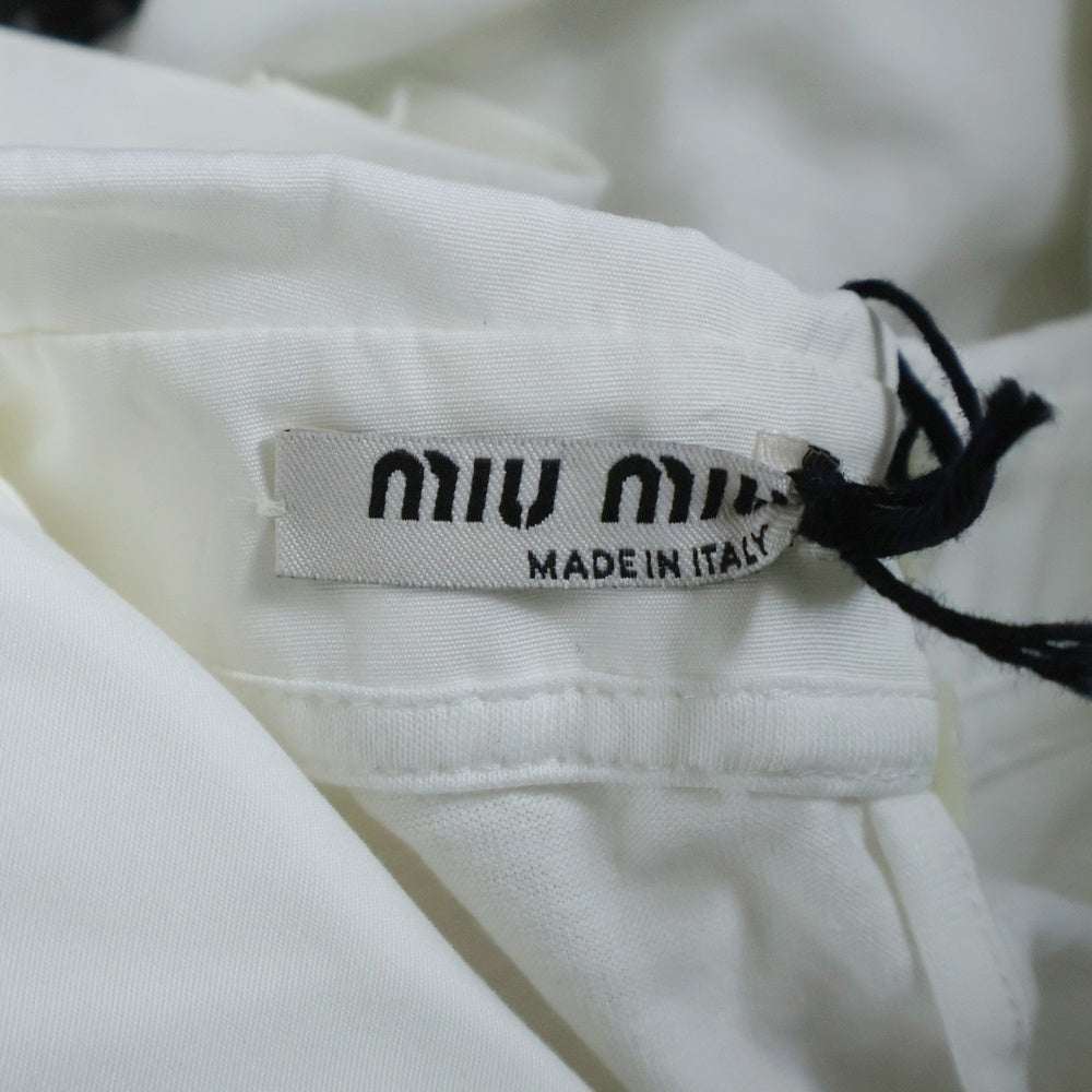 miumiu(ミュウミュウ) リボン モチーフ ロゴ 半袖Tシャツ ホワイト MJN029 レディース
