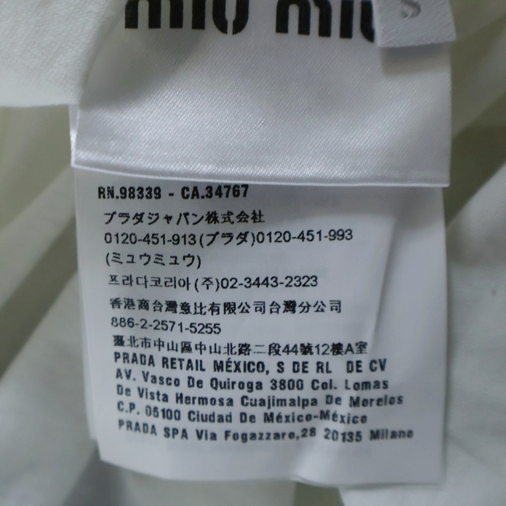 miumiu(ミュウミュウ) リボン モチーフ ロゴ 半袖Tシャツ ホワイト MJN029 レディース