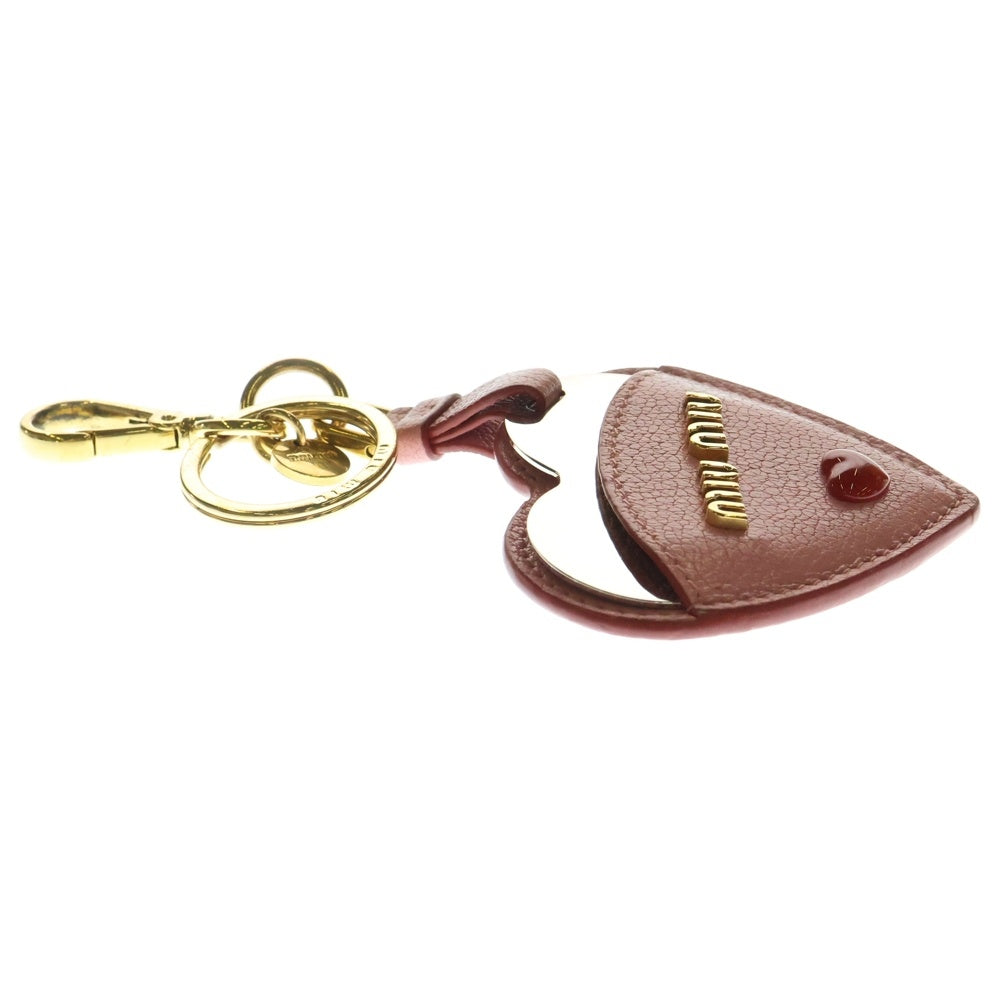 miumiu(ミュウミュウ) ハートモチーフ ミラー キーチャーム ピンク