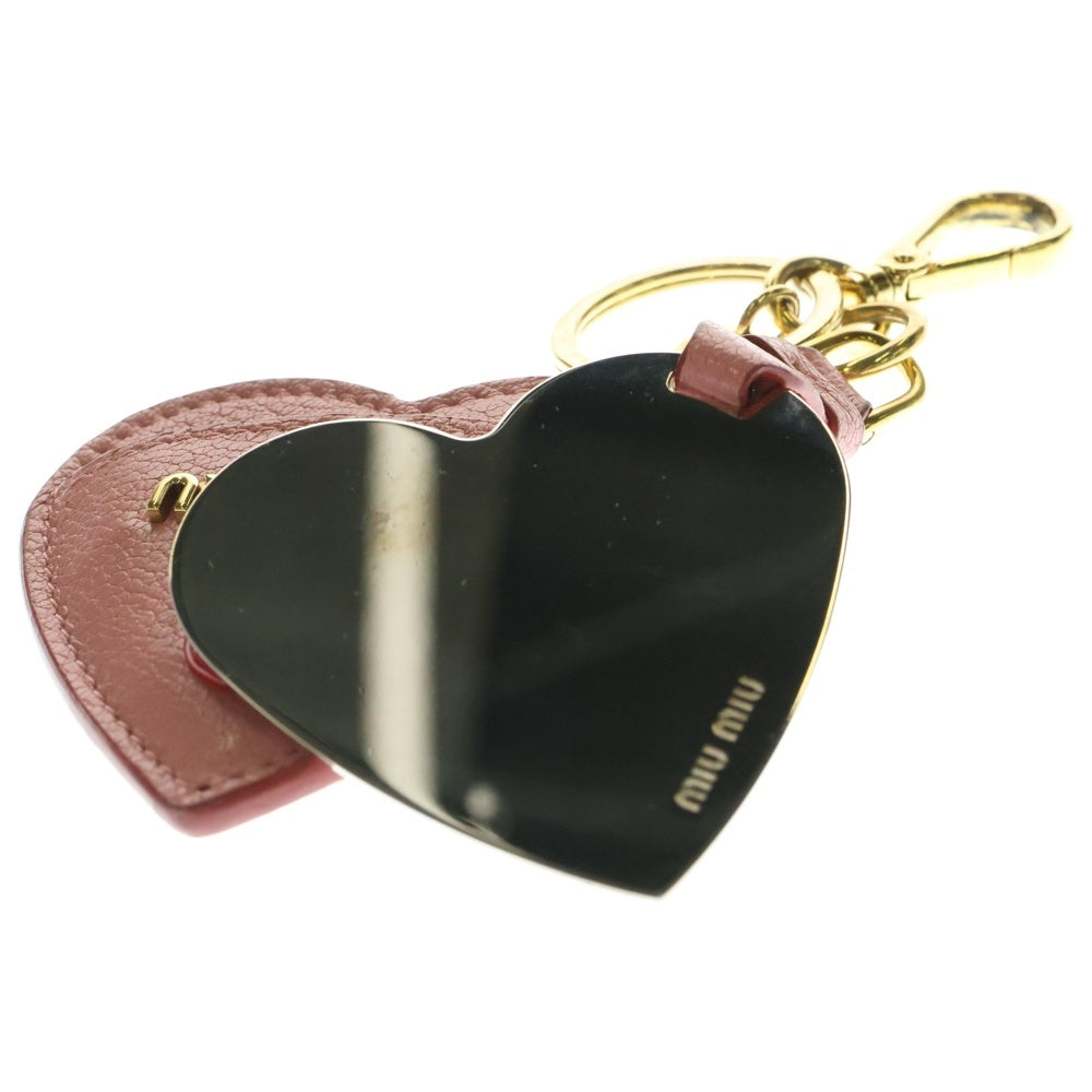 miumiu(ミュウミュウ) ハートモチーフ ミラー キーチャーム ピンク