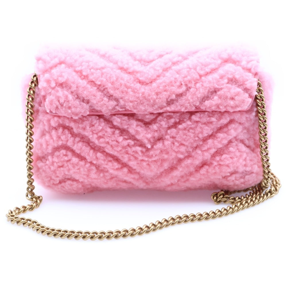 GUCCI(グッチ) GGマーモント ボアチェーンショルダー バック ピンク レディース
