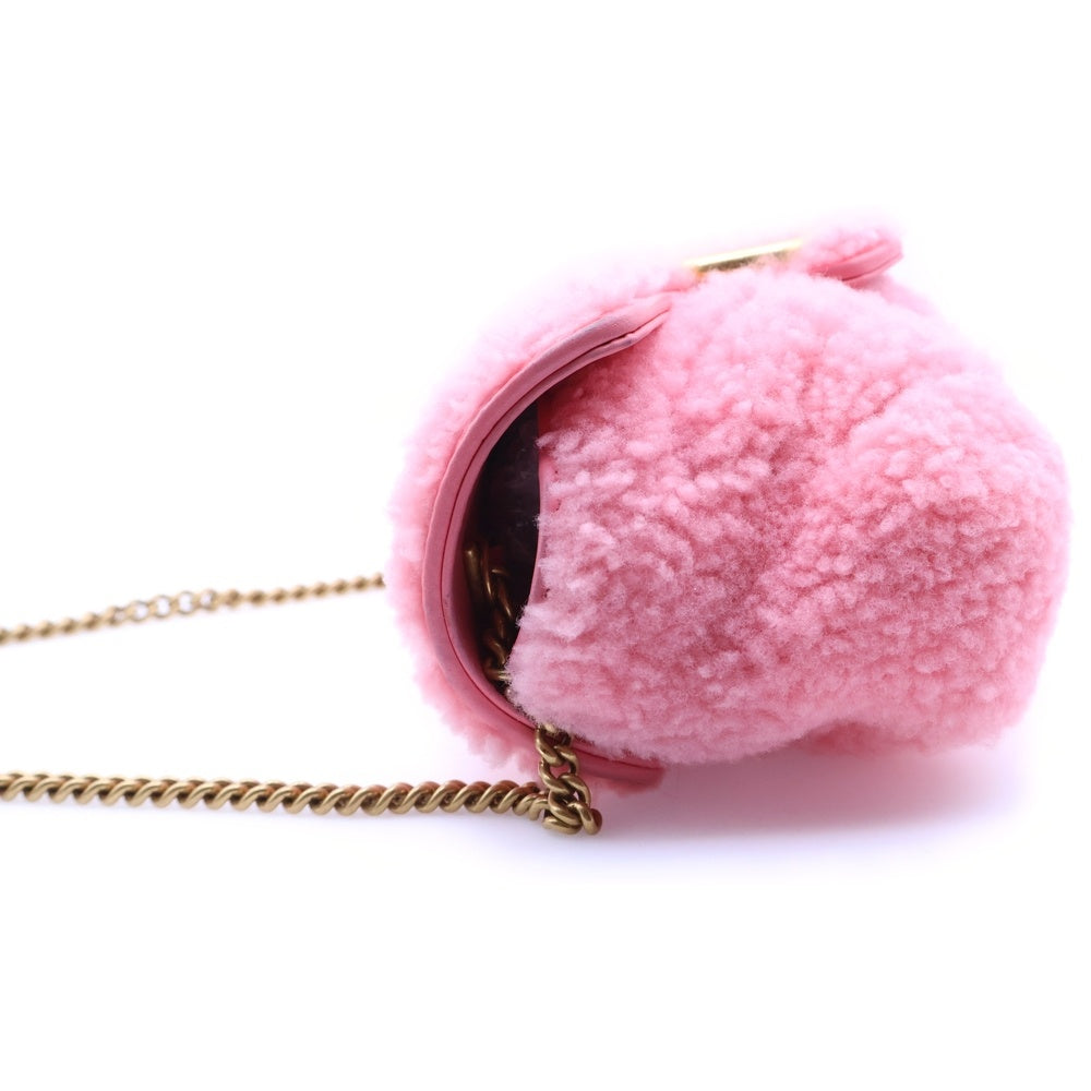 GUCCI(グッチ) GGマーモント ボアチェーンショルダー バック ピンク レディース