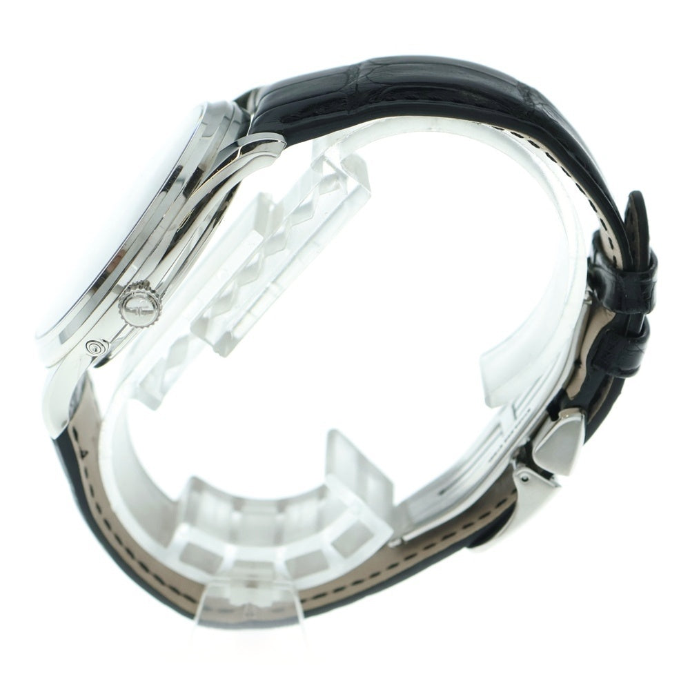 JAEGER-LECOULTRE(ジャガールクルト) Q1368471 マスターウルトラスリム ムーンフェイズ 黒文字盤 SS×革/AT ステンレス 自動巻き 腕時計