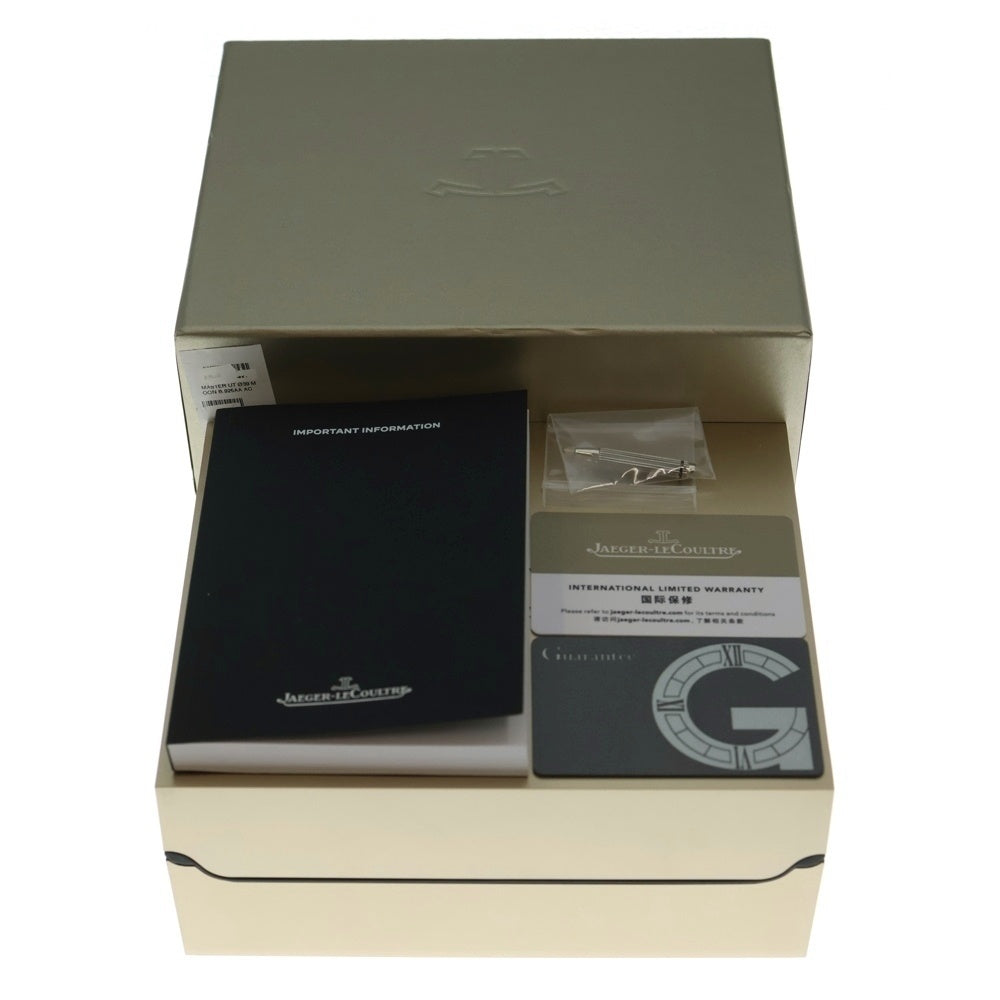 JAEGER-LECOULTRE(ジャガールクルト) Q1368471 マスターウルトラスリム ムーンフェイズ 黒文字盤 SS×革/AT ステンレス 自動巻き 腕時計