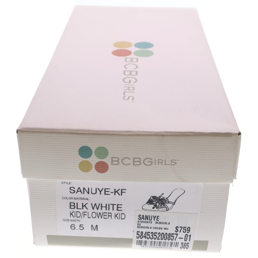 BCBGIRLS(ビーシービーガールズ) フラワーモチーフ レザーヒールパンプス サンダル ブラック/ホワイト