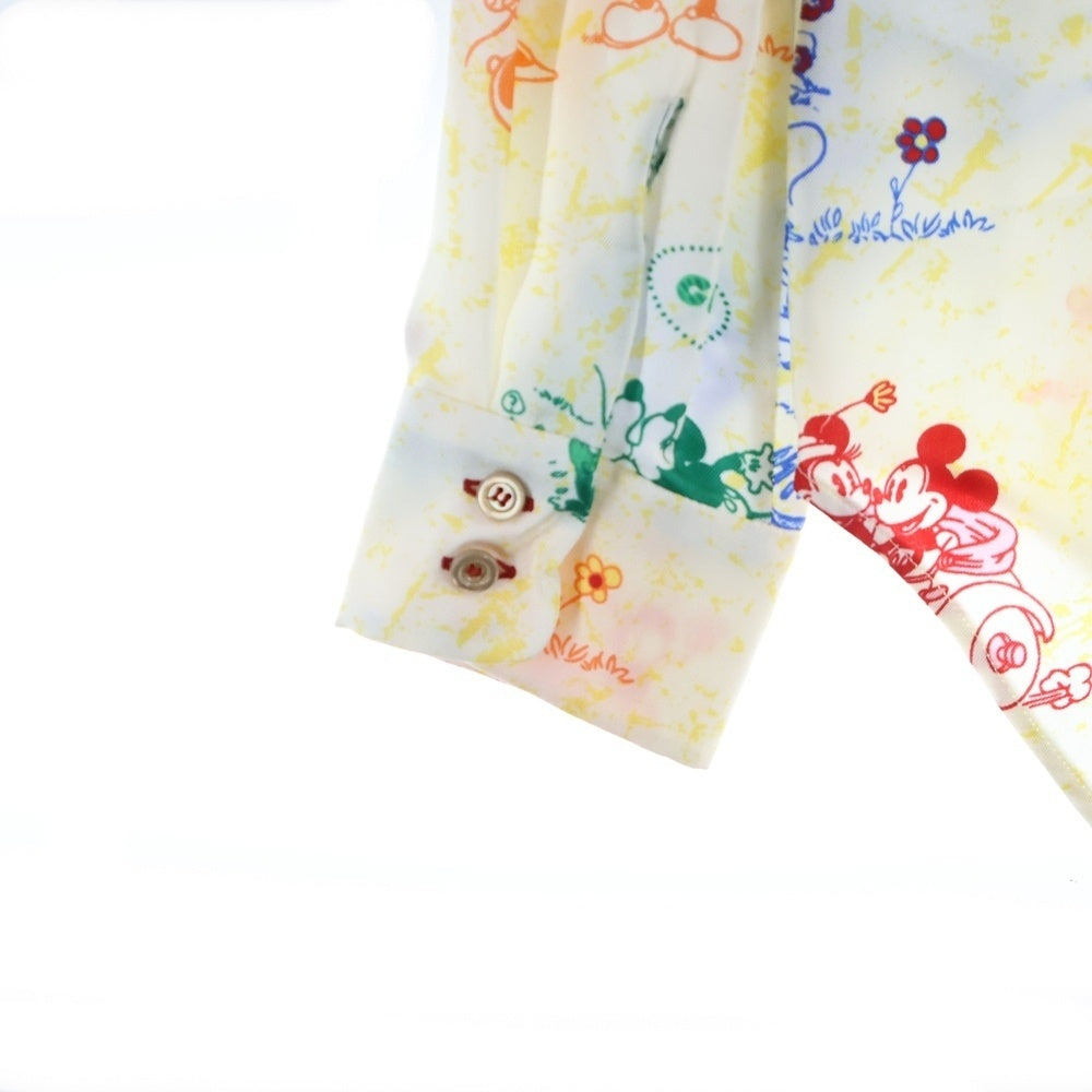GUCCI(グッチ) ×Disney ディズニー ミッキー ミニー 総柄プリント 丸襟 シルク ロングスリーブ 長袖シャツ イエロー レディース 609427