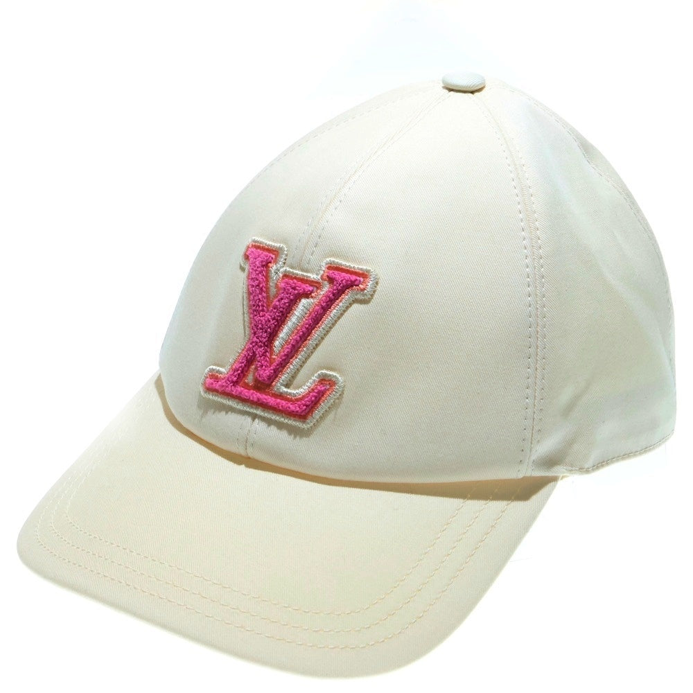 LOUIS VUITTON(ルイヴィトン) LVリミックス シグネチャー ワッペンロゴ コットン 6パネル ベースボールキャップ 帽子 アイボリー/ピンク M7289M